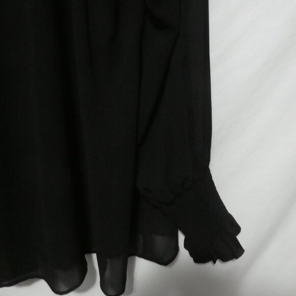 MICHEL STUDIO COLLECTION | size 16 | Black Sheer Button-Up Blouse With Neck Tie - Picture 14 of 14